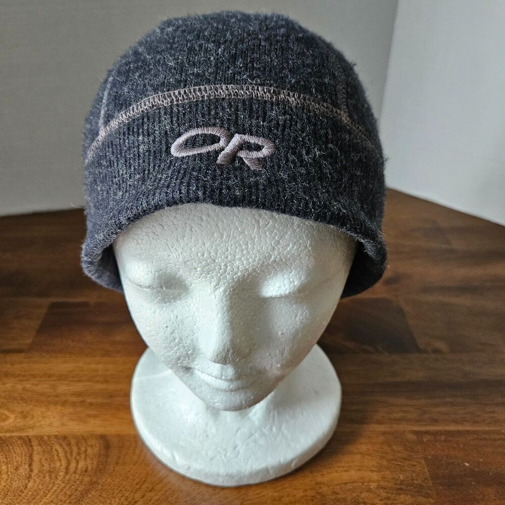 Outdoor Research Flurry Knit Hat Wool Blend Fleece Lined L/XL Gray Beanie Toque